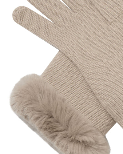 N.Peal Women's Fur Trim Cashmere Gloves Cashew Brown