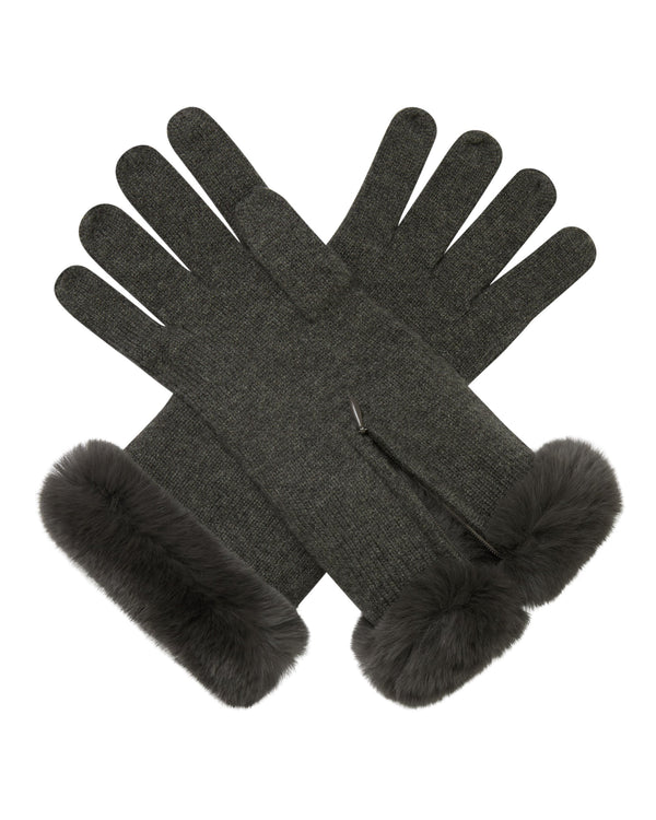 Women's Fur Trim Cashmere Gloves  1