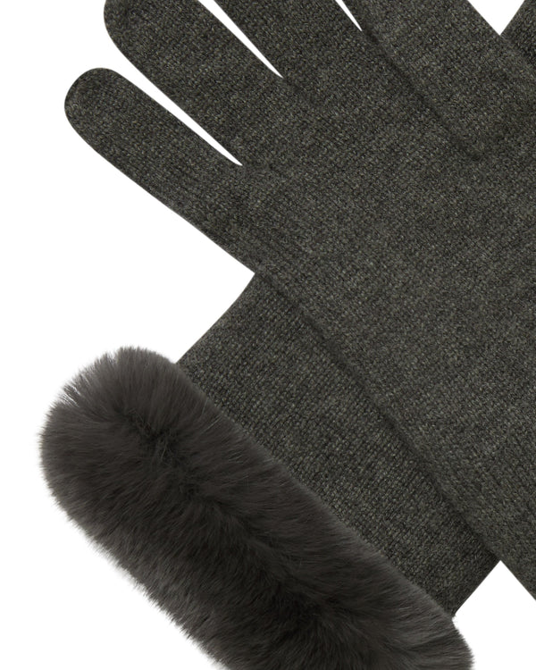 Women's Fur Trim Cashmere Gloves  2