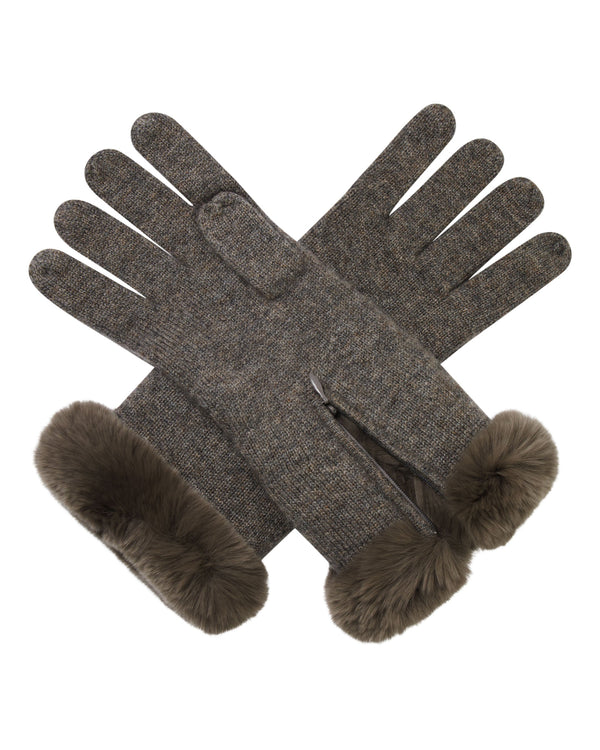 Women's Fur Trim Cashmere Gloves 1