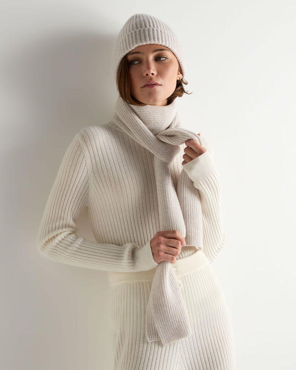 Women's Ribbed Cashmere Scarf With Lurex 2
