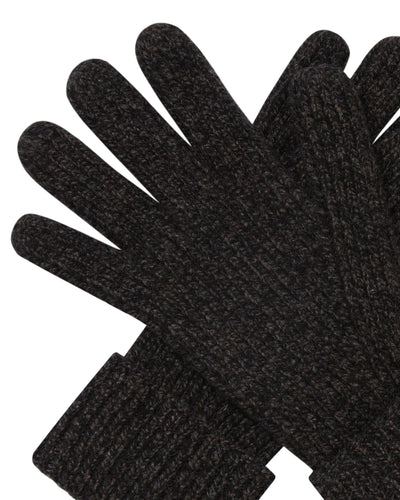 N.Peal Men's Ribbed Cashmere Gloves Bark Brown Melange