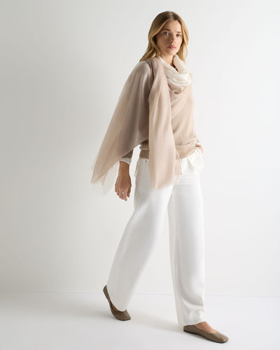 N.Peal Women's Dip Dye Cashmere Scarf Cashew Brown