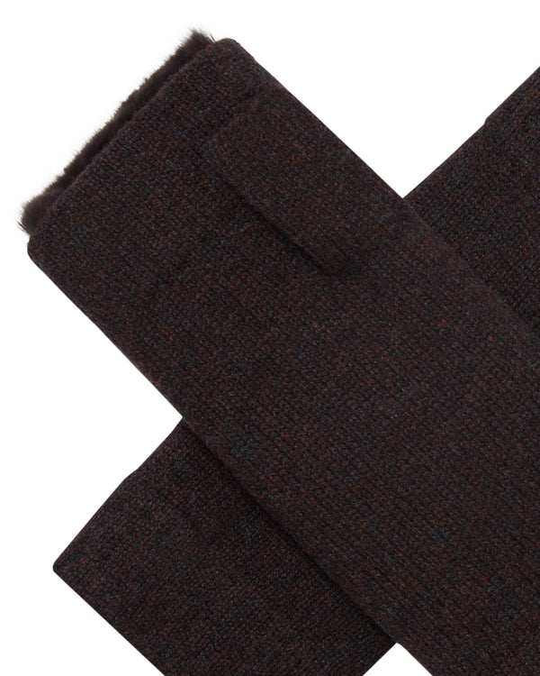 Unisex Fur Lined Fingerless Cashmere Gloves 2