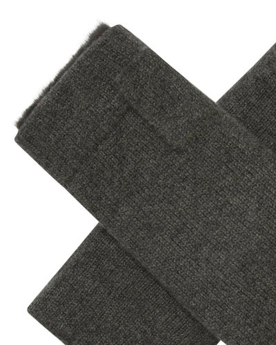 N.Peal Unisex Fur Lined Fingerless Cashmere Gloves Grey Moss