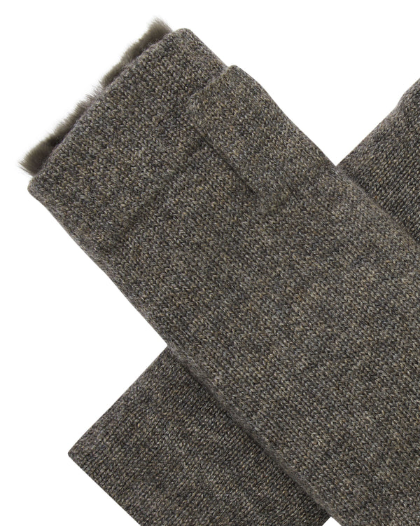 Unisex Fur Lined Fingerless Cashmere Gloves 2
