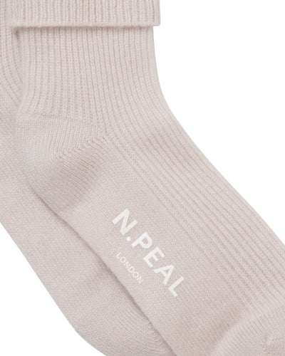 N.Peal Unisex Cashmere Rib Bed Socks Snow Grey