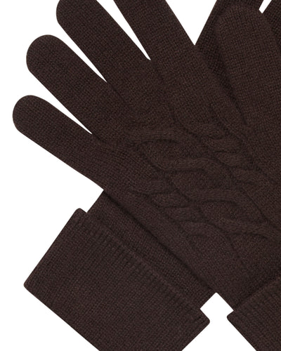 N.Peal Women's Cable Cashmere Gloves Redwood
