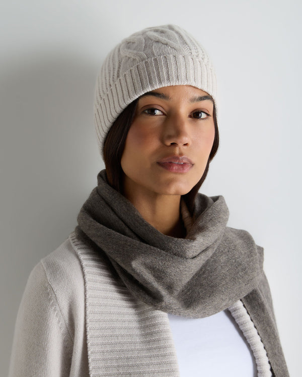 Women's Cable Rib Cashmere Hat With Lurex 2