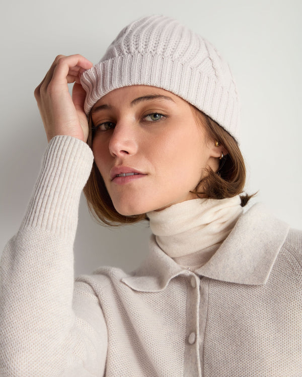 Women's Cable Rib Cashmere Hat 2