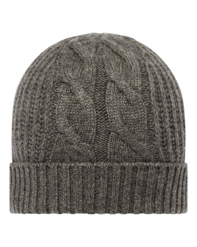 N.Peal Women's Cable Rib Cashmere Hat Wood Smoke Brown