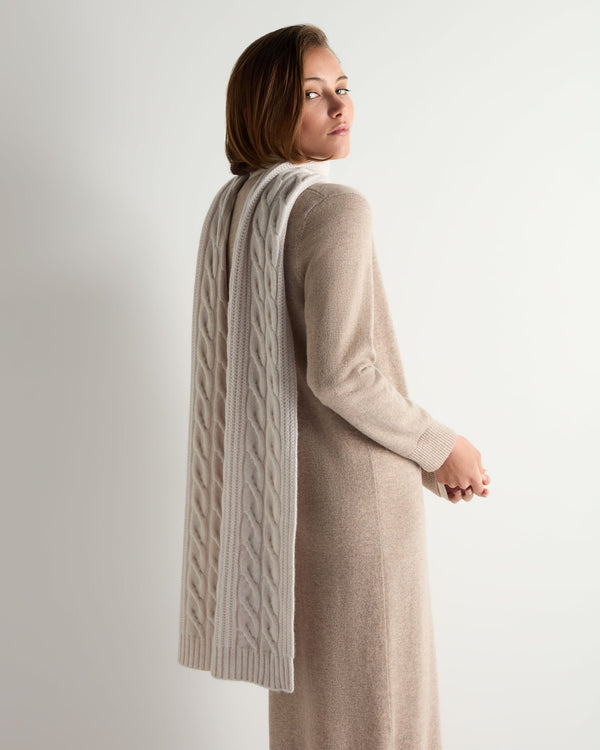 Women's Cable Rib Cashmere Scarf With Lurex 3