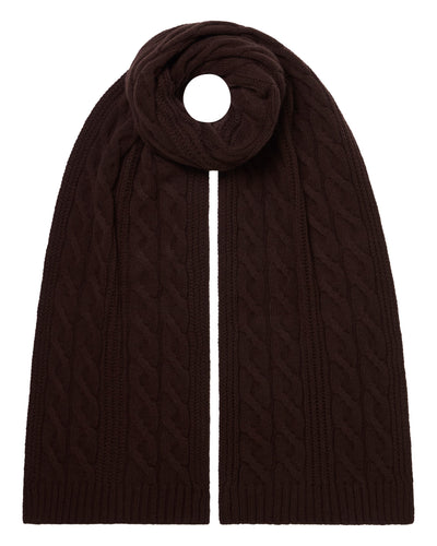 N.Peal Unisex Cable Rib Cashmere Scarf Redwood