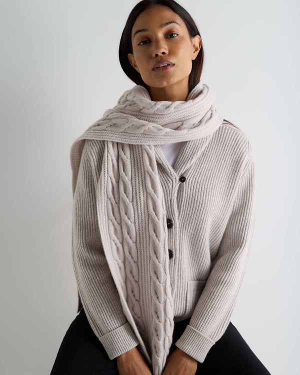 Unisex Cable Rib Cashmere Scarf 2