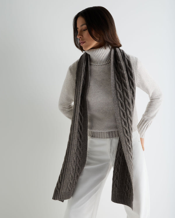 Unisex Cable Rib Cashmere Scarf 6