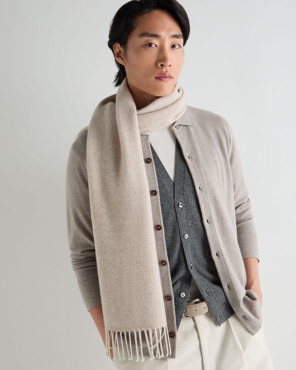 Unisex Herringbone Woven Cashmere Scarf 3