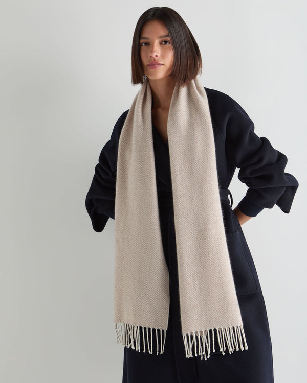 Unisex Herringbone Woven Cashmere Scarf 2