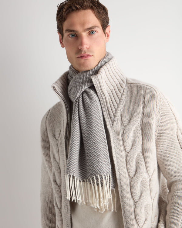 Unisex Herringbone Woven Cashmere Scarf 3
