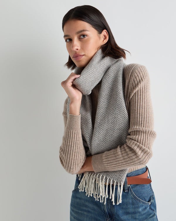 Unisex Herringbone Woven Cashmere Scarf 2