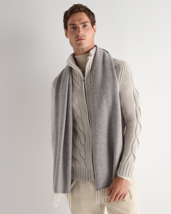 Unisex Herringbone Woven Cashmere Scarf 5