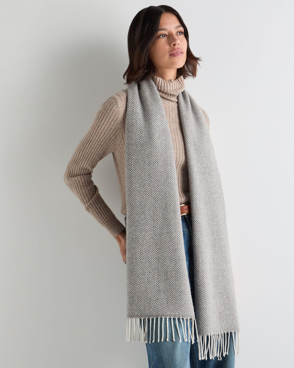 Unisex Herringbone Woven Cashmere Scarf 4