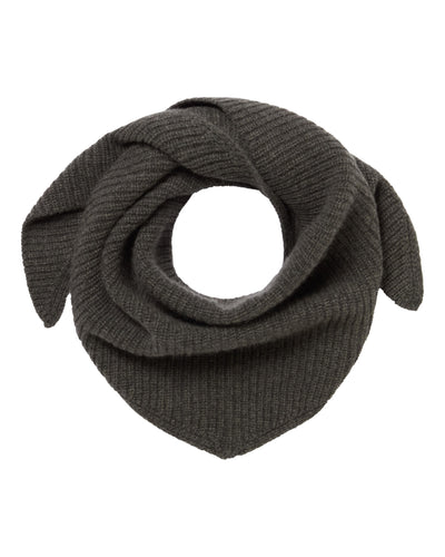 N.Peal Unisex Ribbed Triangle Cashmere Scarf Grey Moss