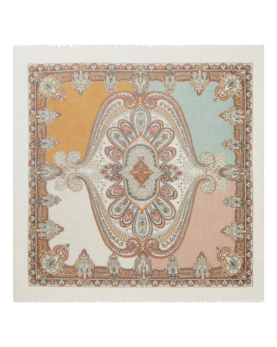 N.Peal Women's Paisley Print Cashmere Foulard Blue