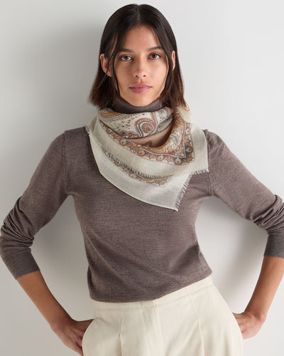 N.Peal Women's Paisley Print Cashmere Foulard Blue