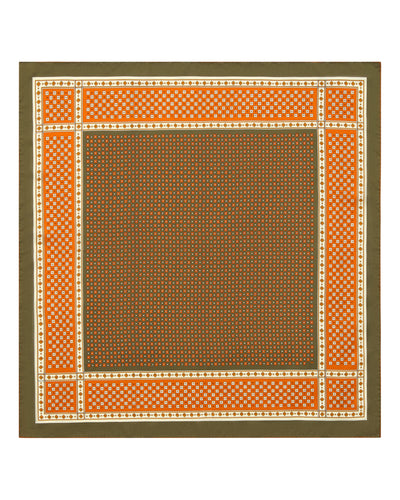 N.Peal Women's Geometric Silk Foulard Orange