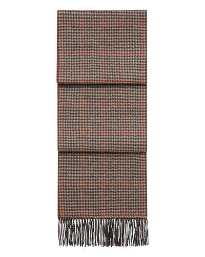 N.Peal Unisex Cashmere Check Scarf Grey + Red