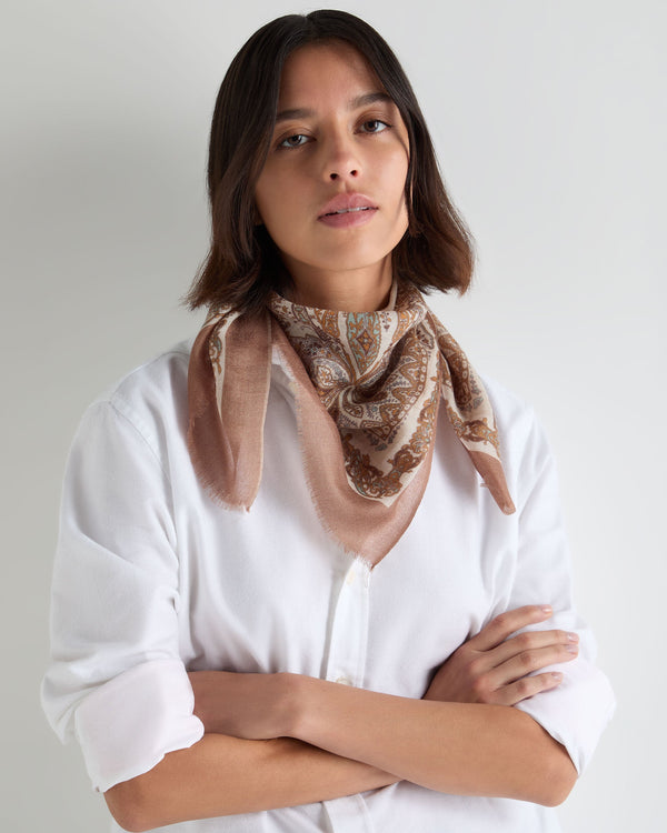 Women's Paisley Print Square Cashmere Foulard 2