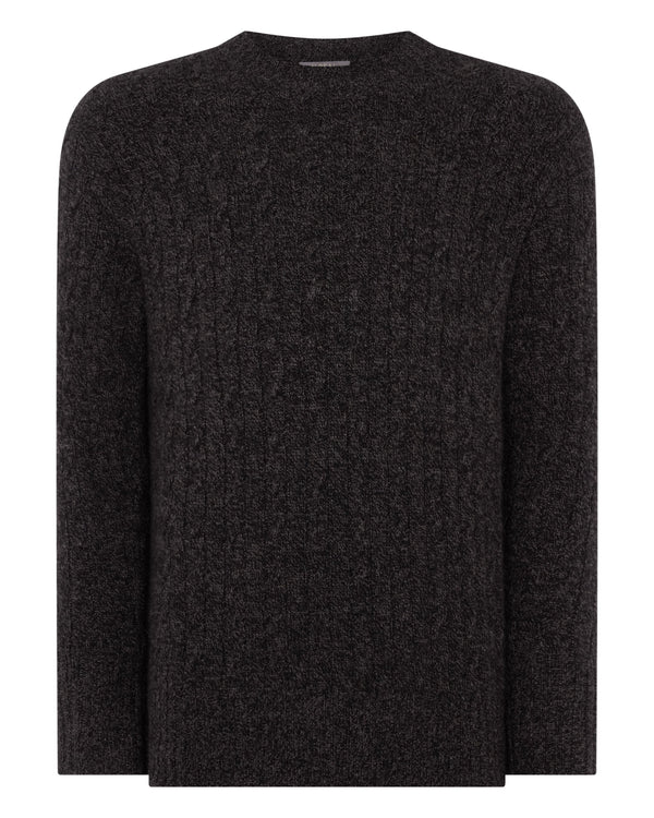 Men's Thames Cable Round Neck Cashmere Sweater 2