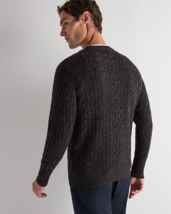 Men's Thames Cable Round Neck Cashmere Sweater 4
