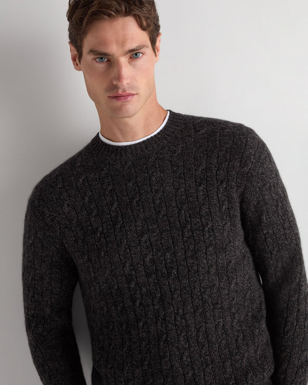Men's Thames Cable Round Neck Cashmere Sweater 5