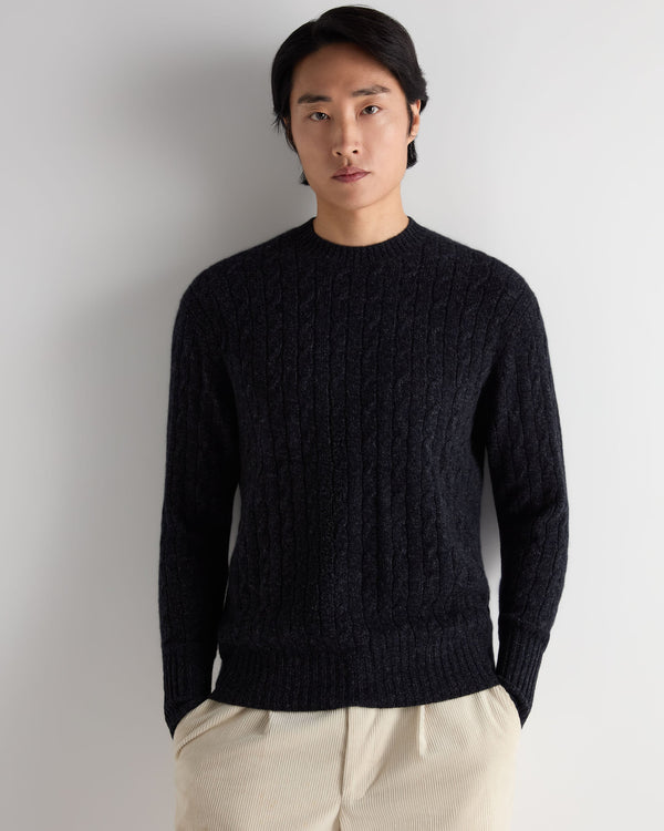 Men's Thames Cable Round Neck Cashmere Sweater 1