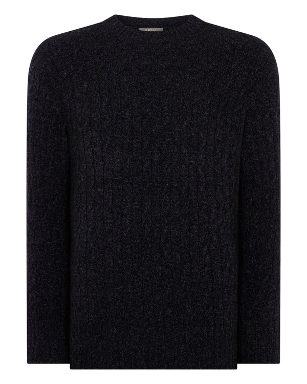 Men's Thames Cable Round Neck Cashmere Sweater 2