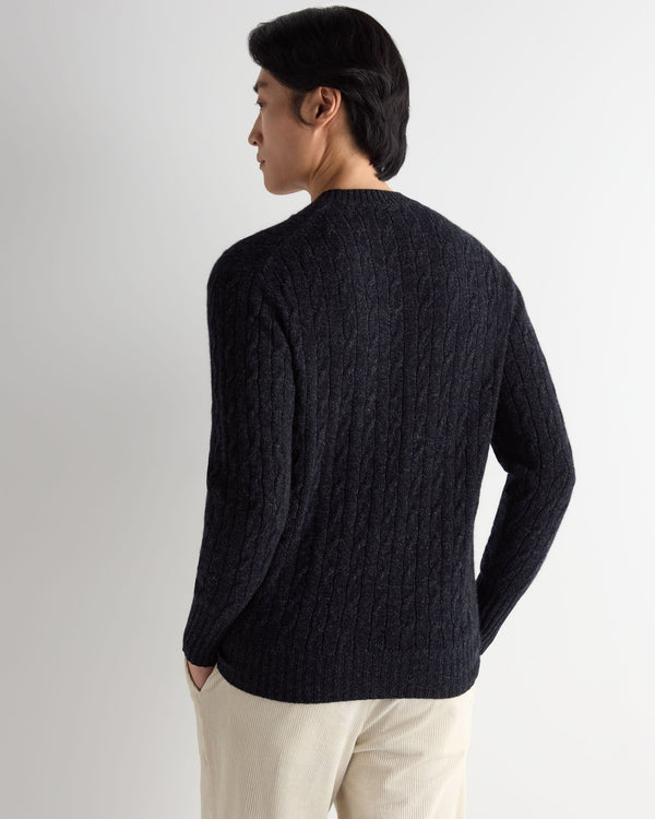 Men's Thames Cable Round Neck Cashmere Sweater 4