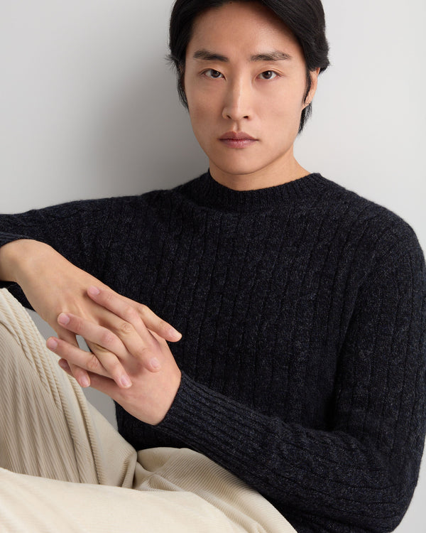 Men's Thames Cable Round Neck Cashmere Sweater 5