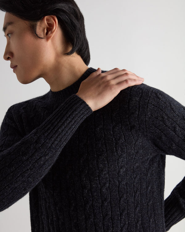 Men's Thames Cable Round Neck Cashmere Sweater 6