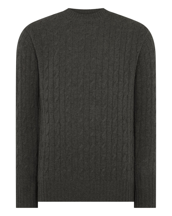 Men's Thames Cable Round Neck Cashmere Sweater  2