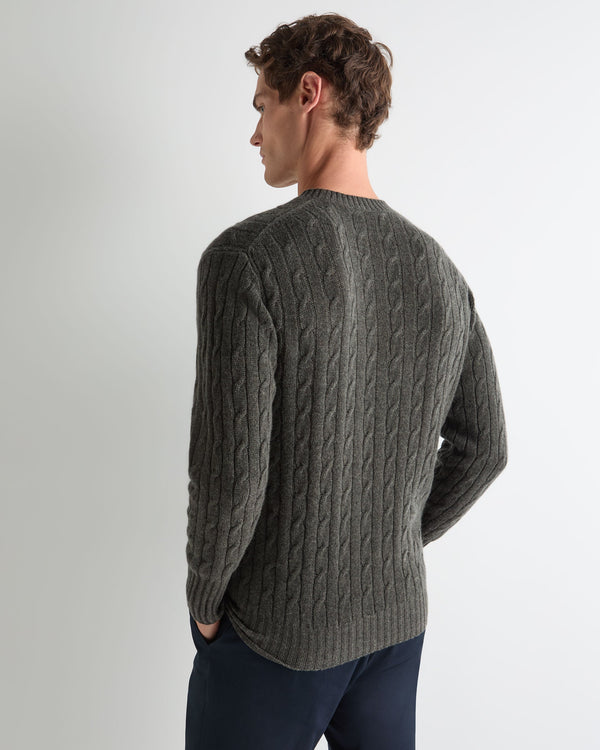 Men's Thames Cable Round Neck Cashmere Sweater  4