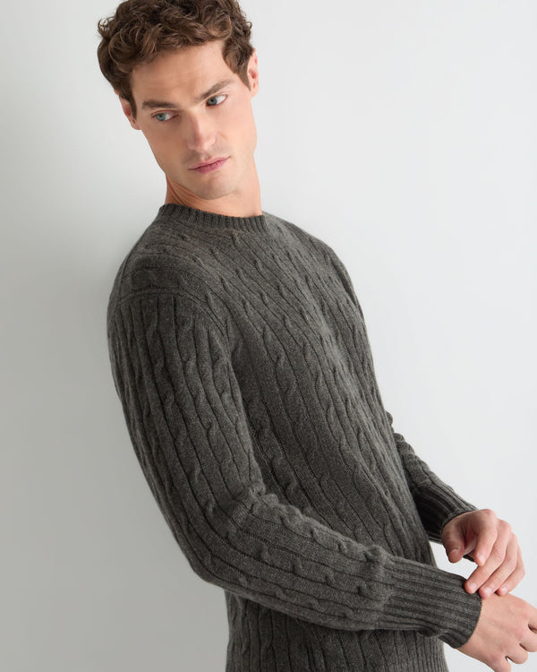 Men's Thames Cable Round Neck Cashmere Sweater  5