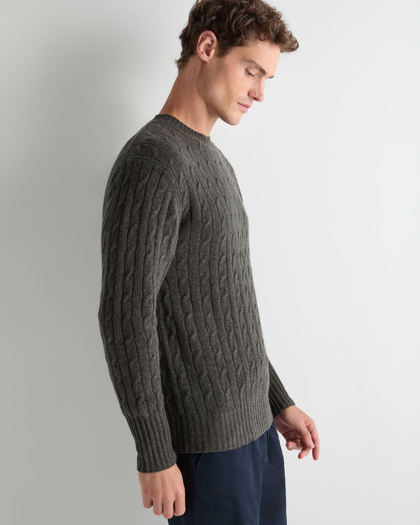 Men's Thames Cable Round Neck Cashmere Sweater  7