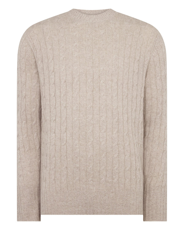 Men's Thames Cable Round Neck Cashmere Sweater 2