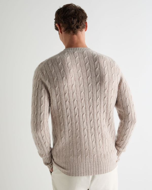 Men's Thames Cable Round Neck Cashmere Sweater 4