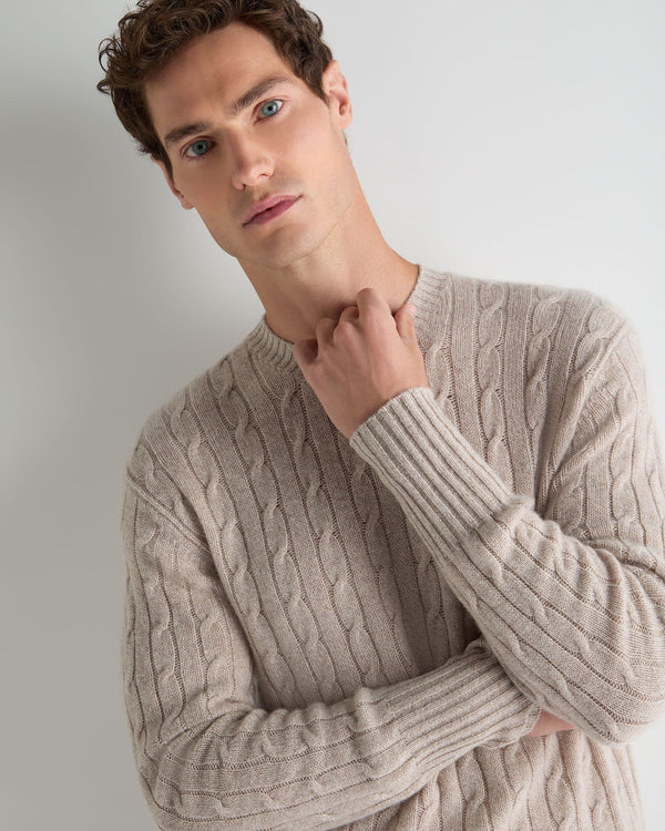 Men's Thames Cable Round Neck Cashmere Sweater 5