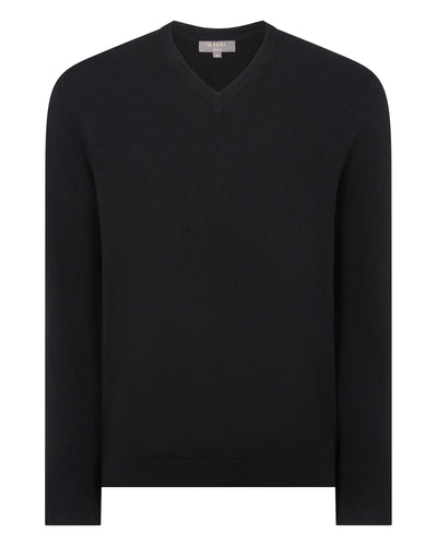 Men's Burlington V Neck Cashmere Sweater Black