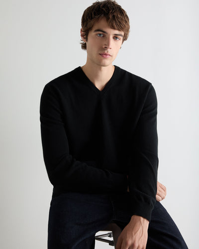 Men's Burlington V Neck Cashmere Sweater Black