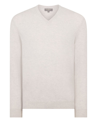 Men's The Burlington V Neck Cashmere Sweater Pebble Grey