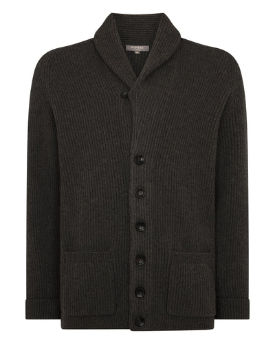 N.Peal Men's Kensington Cashmere Cardigan Grey Moss